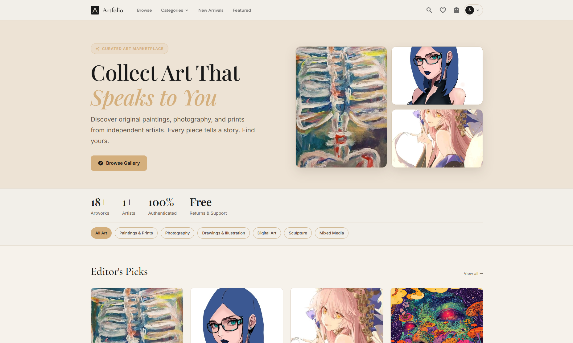 Artfolio platform preview 1