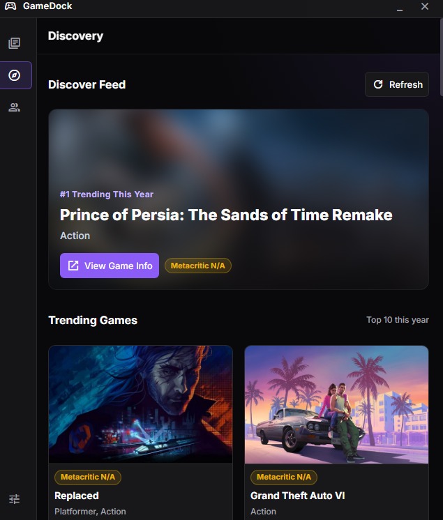 Gamedock interface preview 2