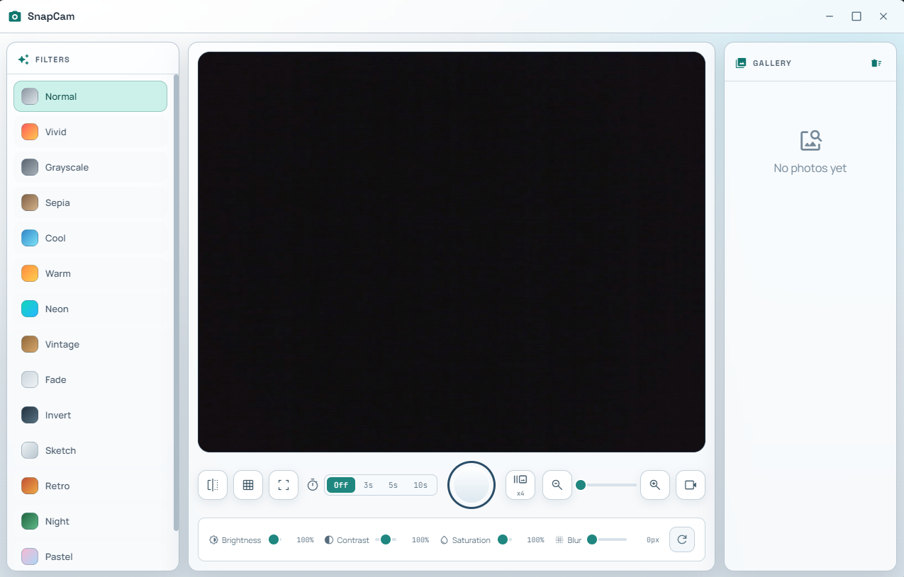 Snapcam desktop camera app preview